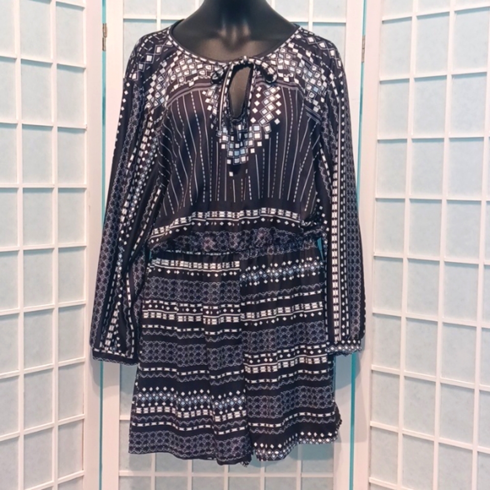 XL Romper in blacks/blue 5955